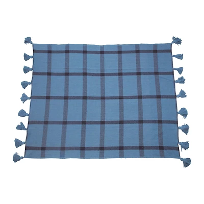 60" Soft & Cozy Woven Recycled Cotton Blend Plaid Decorative Fringe Throw Blanket