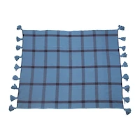 60" Soft & Cozy Woven Recycled Cotton Blend Plaid Decorative Fringe Throw Blanket