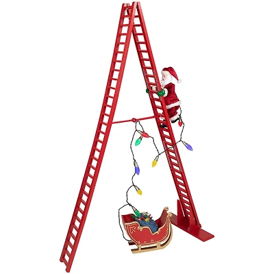 4ft. Animated Lighted Musical Santa Climbing Ladder Christmas Decoration