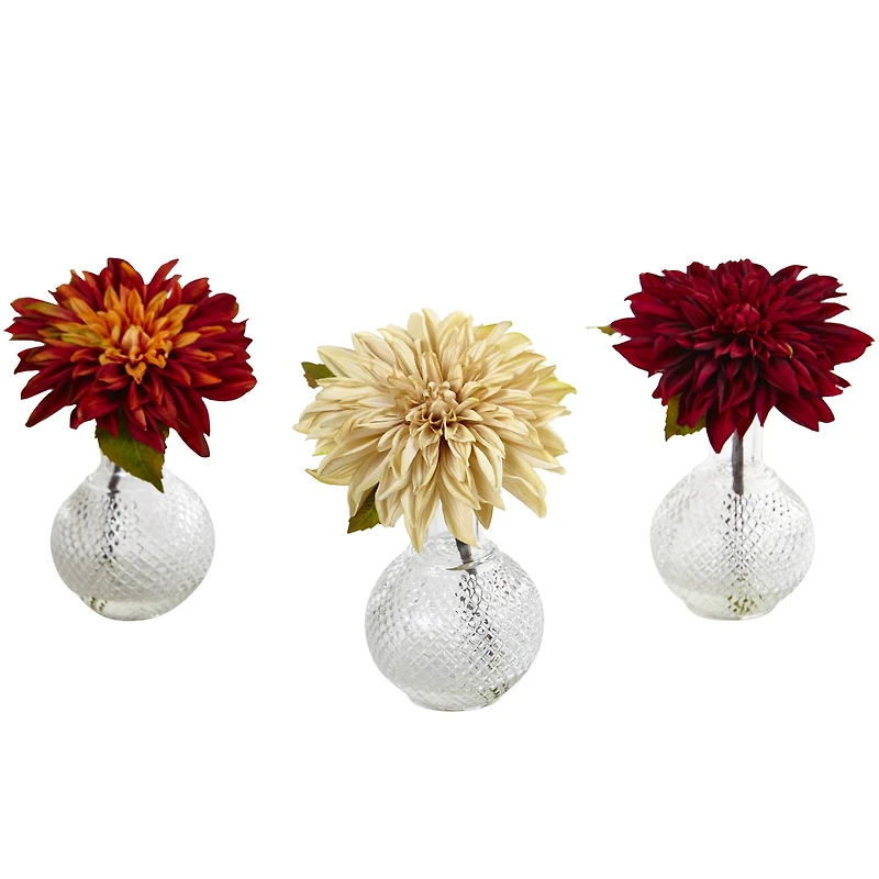 8" Dahlia with Decorative Vase Set