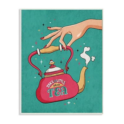 Stupell Industries Time For Tea Vintage Wooden Wall Plaque