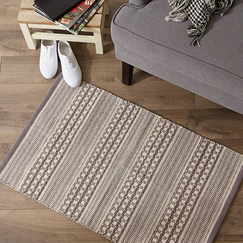 DII® Gray Dobby Stripe Hand-Loomed Rug, 2ft. x 3ft.