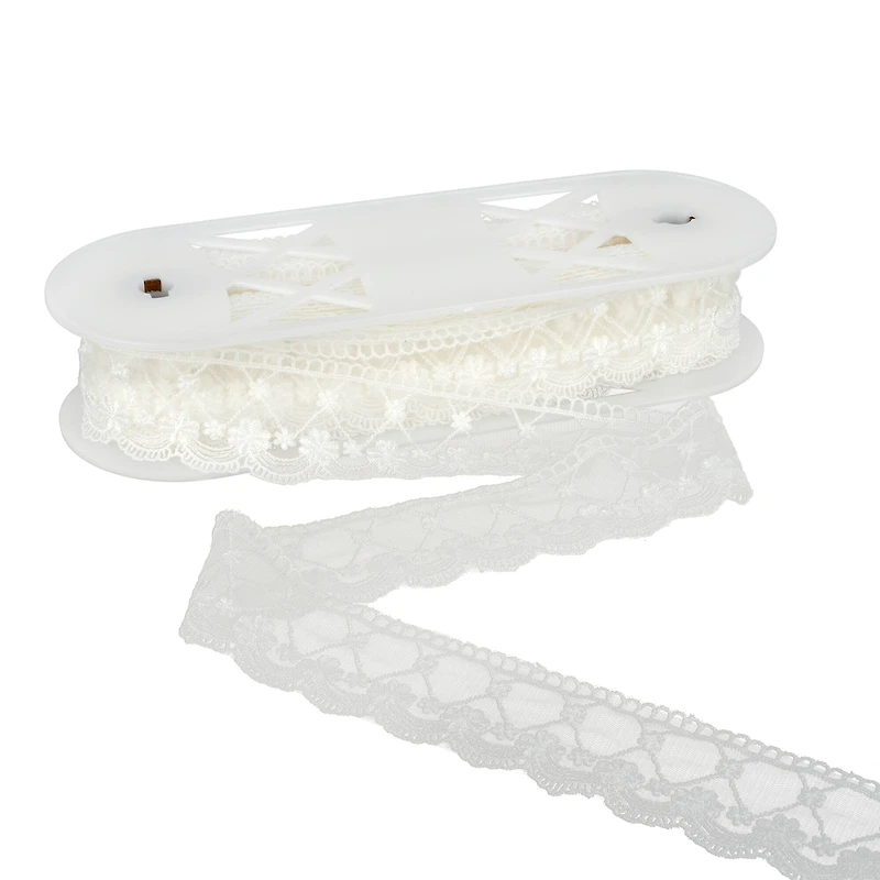 2" White Floral Embroidered Lace Trim by Celebrate It®