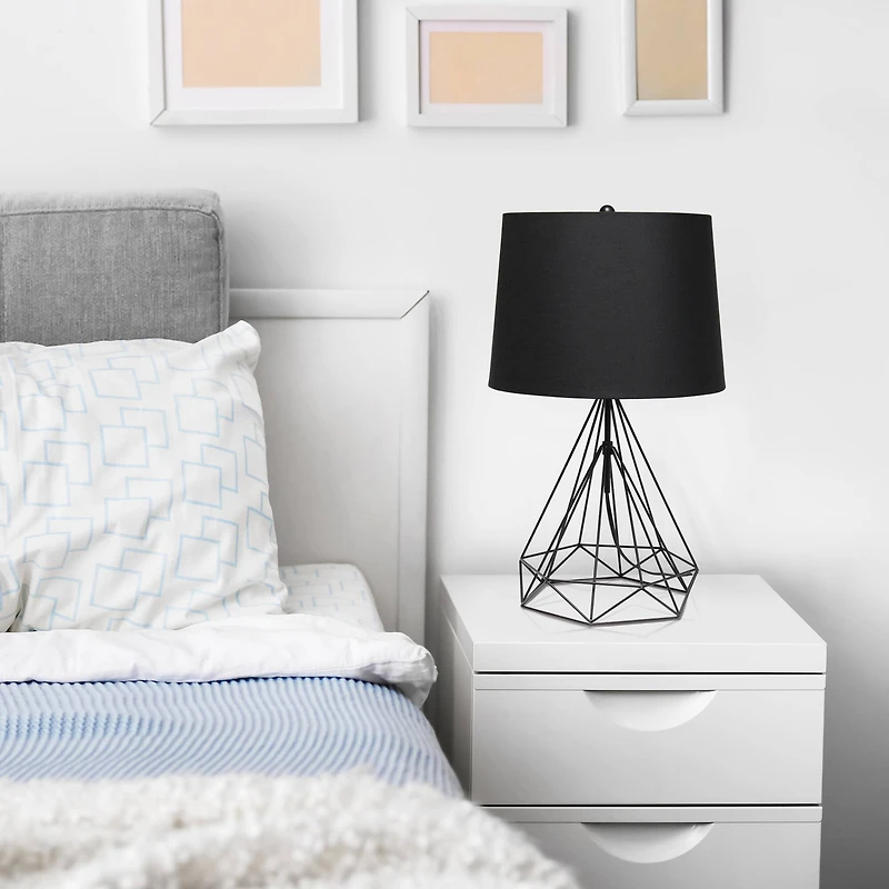 Lalia Home 23.5" Geometric Wired Table Lamp with Fabric Shade