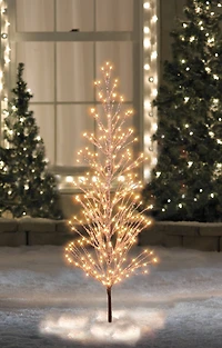 6ft. Pre-Lit Brown Artificial Christmas Tree with LED Clear Icicle Lights