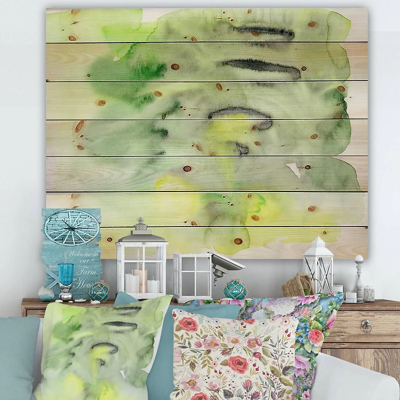 Designart - Abstract Pond of Green and Yellow