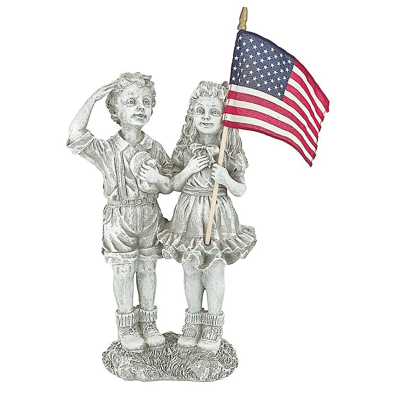 Design Toscano 16" Patriotic Flag Children Statue