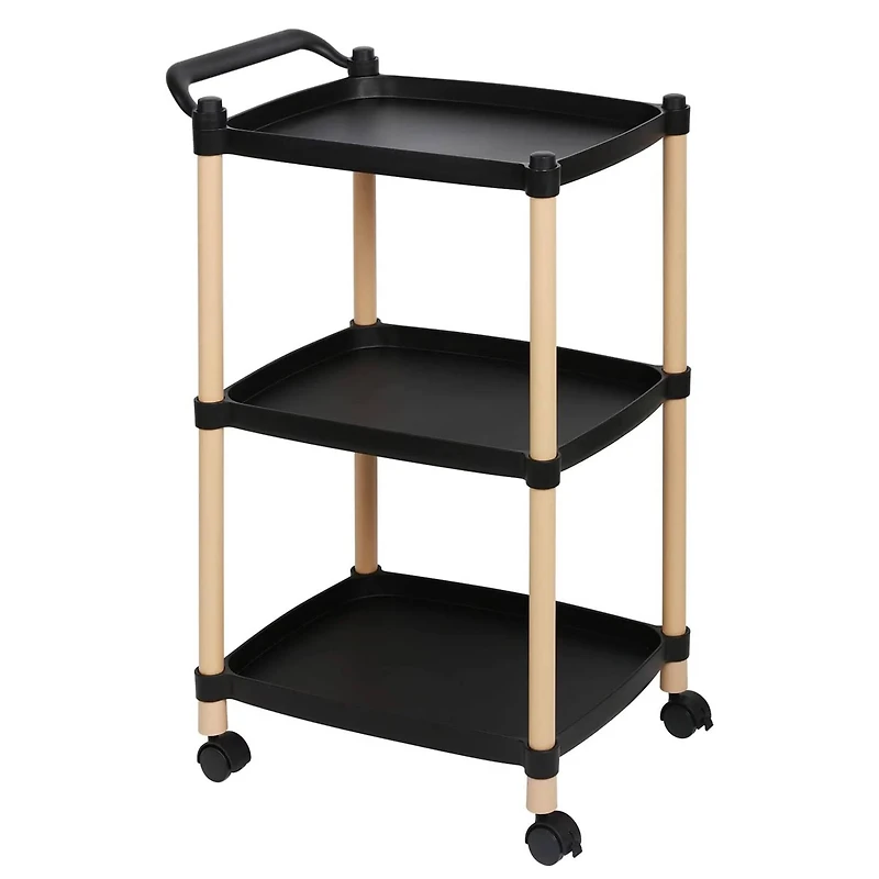 Black 3-Tier Utility Cart with Wheels