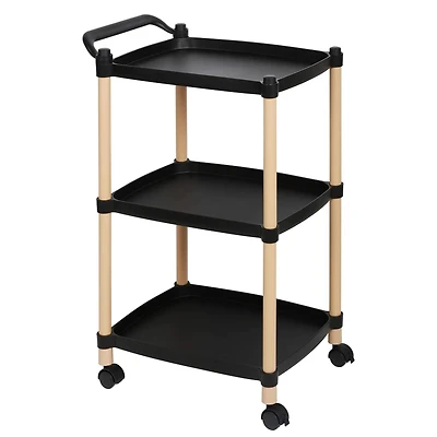 Black 3-Tier Utility Cart with Wheels