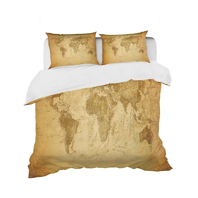 Designart 'Vintage Classic Map' Contemporary Bedding Set