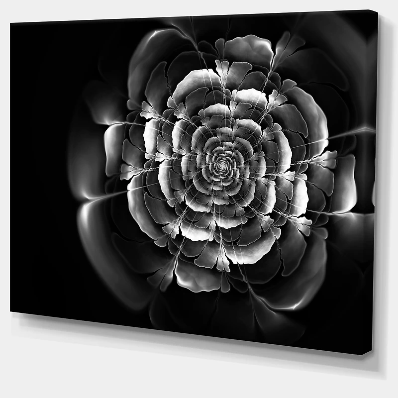 Designart - Fractal Silver Rose in Dark