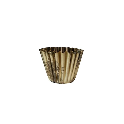 Hello Honey® 4" Antique Brass Finish Pleated Metal Vase