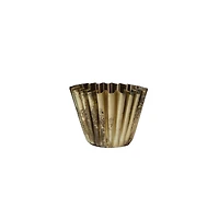Hello Honey® 4" Antique Brass Finish Pleated Metal Vase