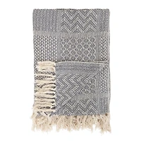 Hello Honey® Gray Cotton Blend Knit Throw Blanket with Fringe