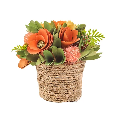 8" Spring Rope Basket Floral Bundle