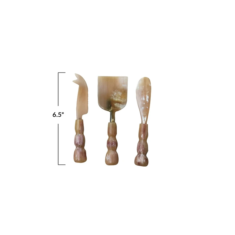 Hello Honey® Citron & Plum Elegance Natural Horn Cheese Knife Set