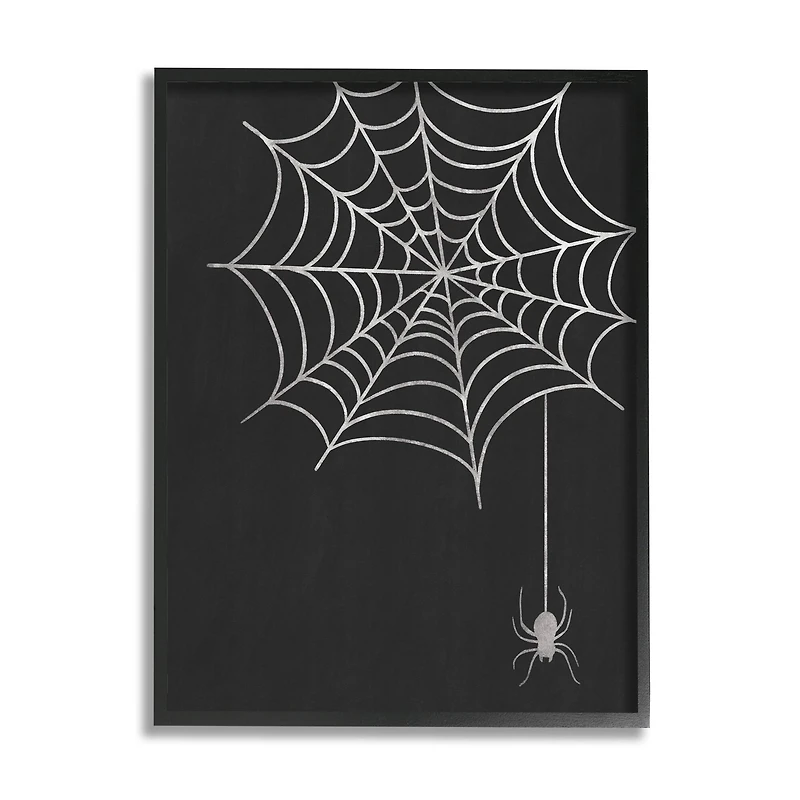 Stupell Industries Casual Black Hanging Spider Web Framed Giclee Art