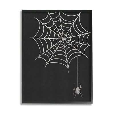 Stupell Industries Casual Black Hanging Spider Web Framed Giclee Art