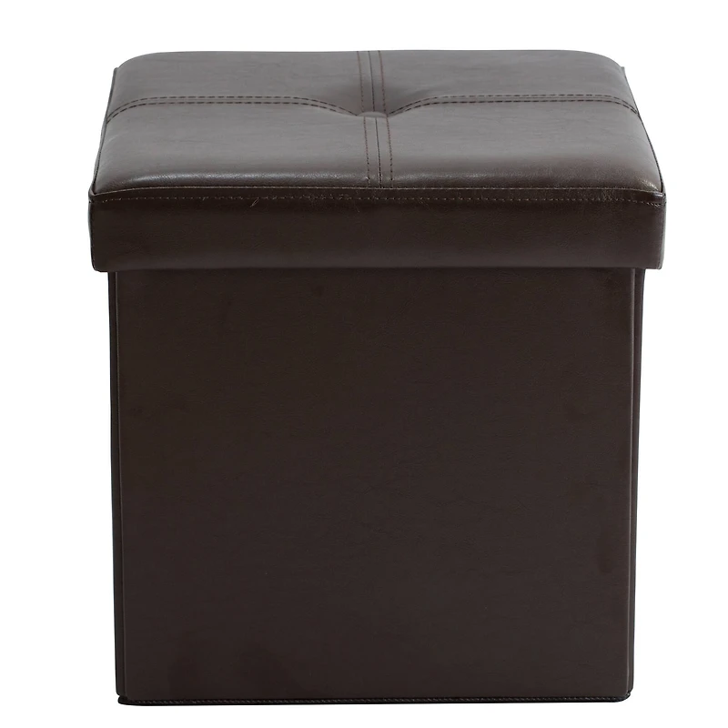 Simplify Faux Leather Folding Storage Ottoman Cube