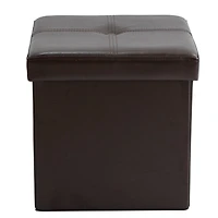 Simplify Faux Leather Folding Storage Ottoman Cube