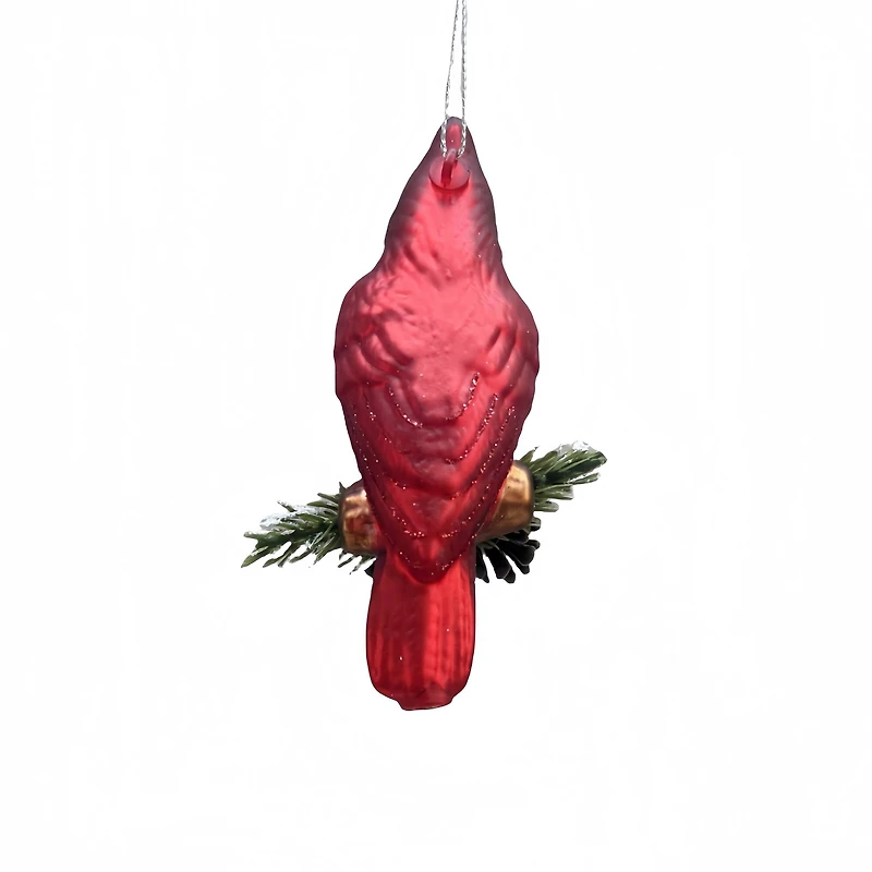 4.5" Cardinal with Greenery Glass Ornament by Ashland®