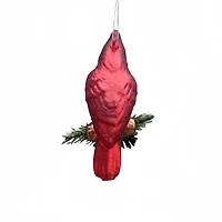 4.5" Cardinal with Greenery Glass Ornament by Ashland®