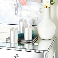 Silver Traditional Flameless Candle Set
