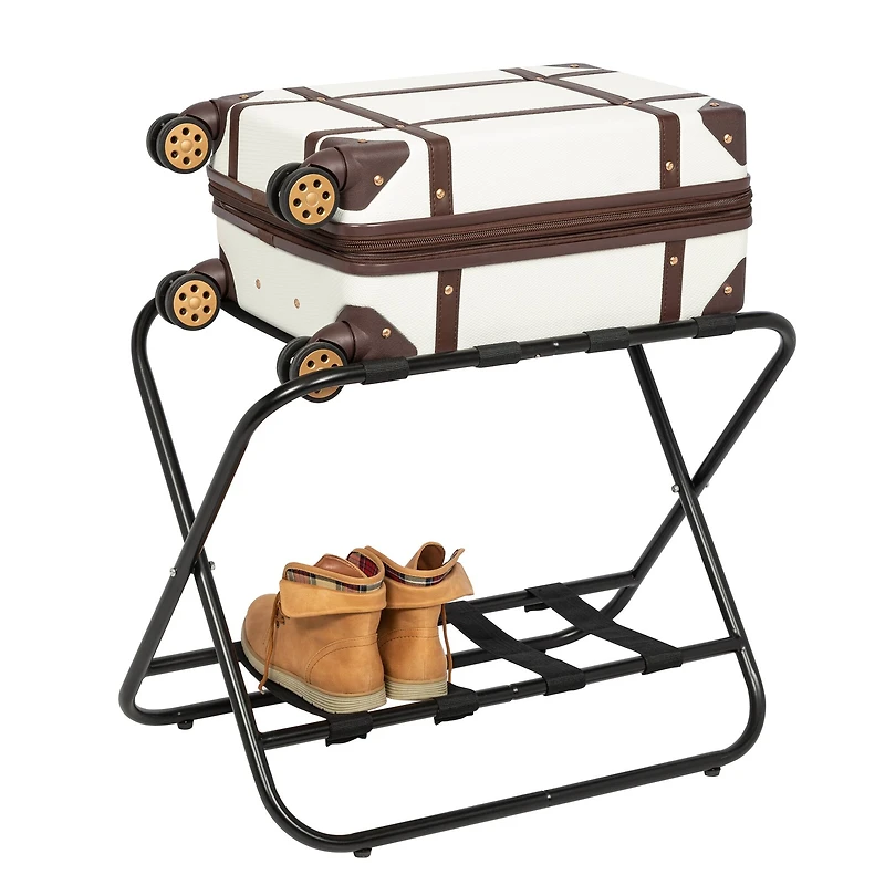 Honey Can Do Black 2-Tier KD Luggage Rack