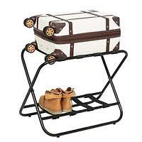 Honey Can Do Black 2-Tier KD Luggage Rack