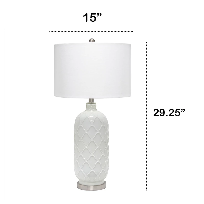 Lalia Home 30" Argyle Classic White Table Lamp with Fabric Shade