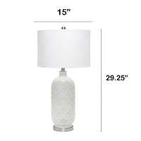 Lalia Home 30" Argyle Classic White Table Lamp with Fabric Shade