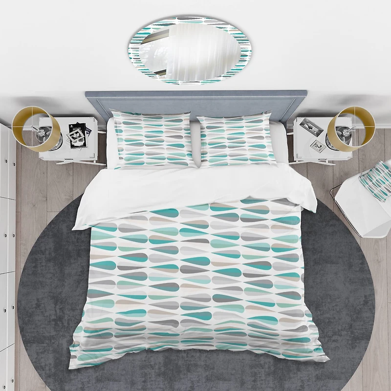 Designart 'Retro Abstract Drops III' Mid-Century Duvet Cover Set