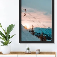 Unsplash Ski Lift Sunset Slopes Black Framed Print Under Plexiglass