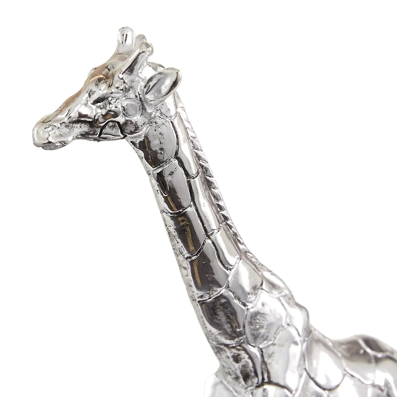 13" Silver Polystone Safari Animal Sculpture
