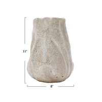Hello Honey® 11" Distressed Cream Crackle Glaze Organic Stoneware Vase