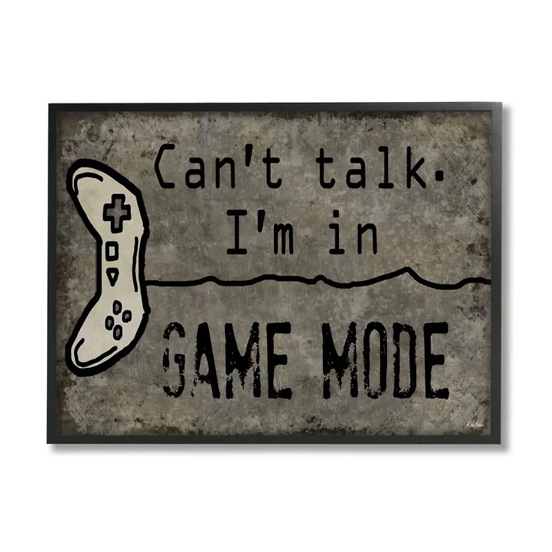 Stupell Industries Can't Talk Game Mode Quote Brown Controller Framed Wall Art