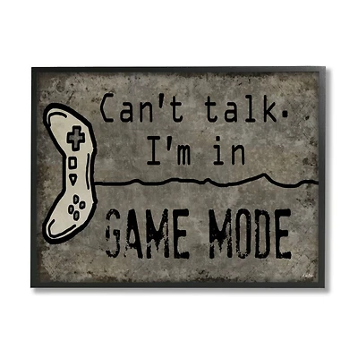 Stupell Industries Can't Talk Game Mode Quote Brown Controller Framed Wall Art