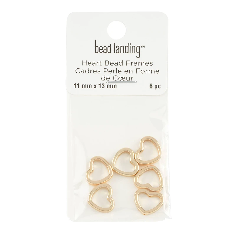 Gold Heart Bead Frames, 6ct. by Bead Landing™