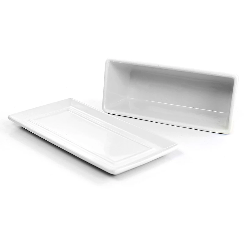 Martha Stewart White Ceramic Butter Dish with Lid