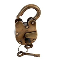 Brass Iron Eclectic Lock And Key, 3" x 4"