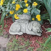 Design Toscano 10" Antique Stone Dog Memorial Angel Statue