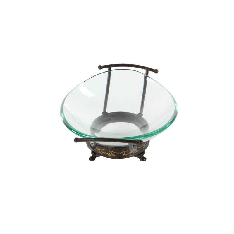 Gold Glass and Metal Traditional Serving Bowl, 5" x 17" x 11"