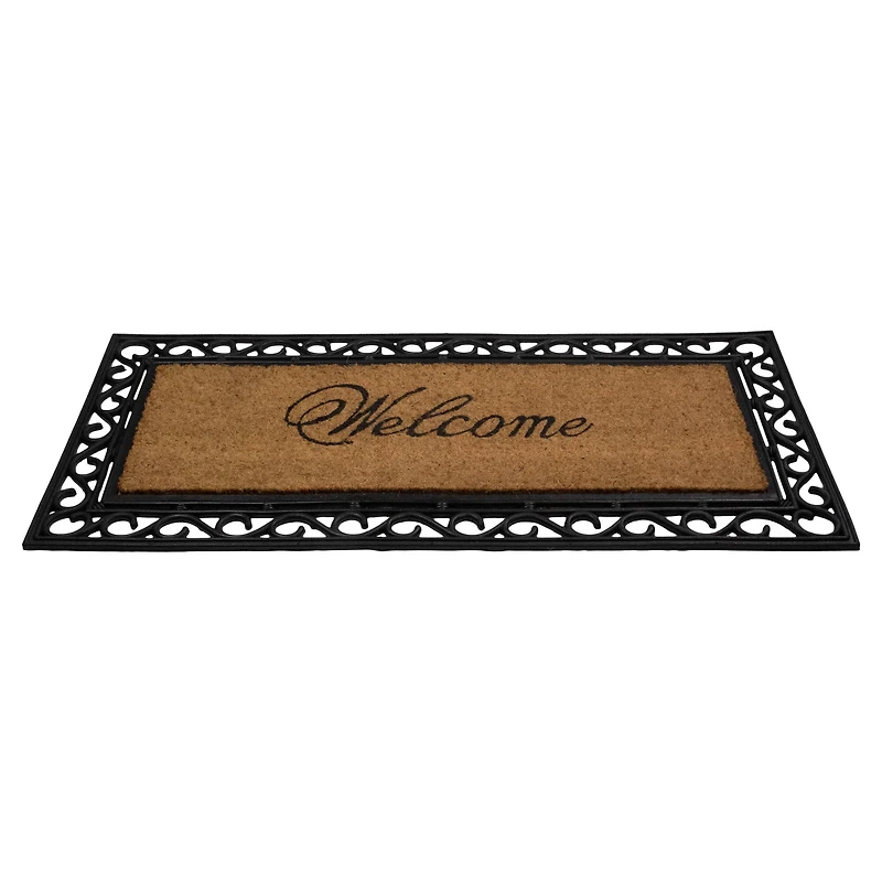 Black & Natural Coir Welcome Wide Doormat
