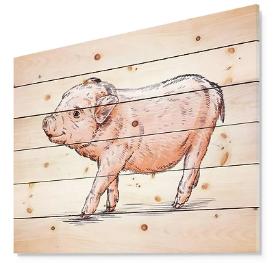 Designart - Happy Pig Portrait in Brush Painting