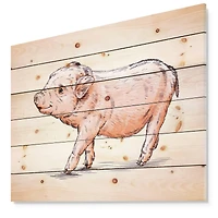 Designart - Happy Pig Portrait in Brush Painting
