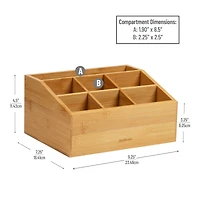 Mind Reader Desktop Organizer, 7-compartment, Office Essentials, Modern, Office, Bamboo, Brown