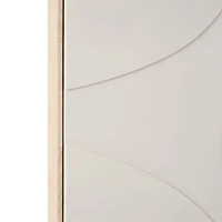 Beige Wooden Geometric Framed Wall Art with Abstract Circles and Brown Wooden Frame