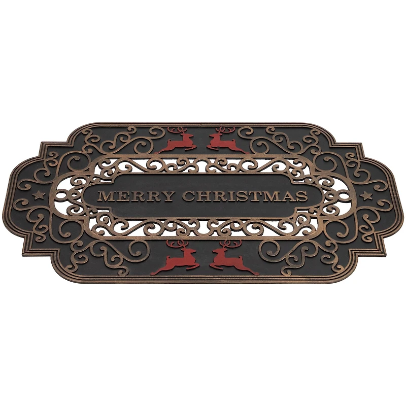 Red Reindeer Merry Christmas Doormat