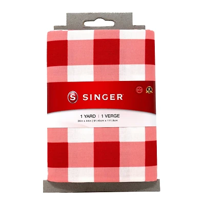 SINGER Red Gingham Print Ringspun Cotton Fabric