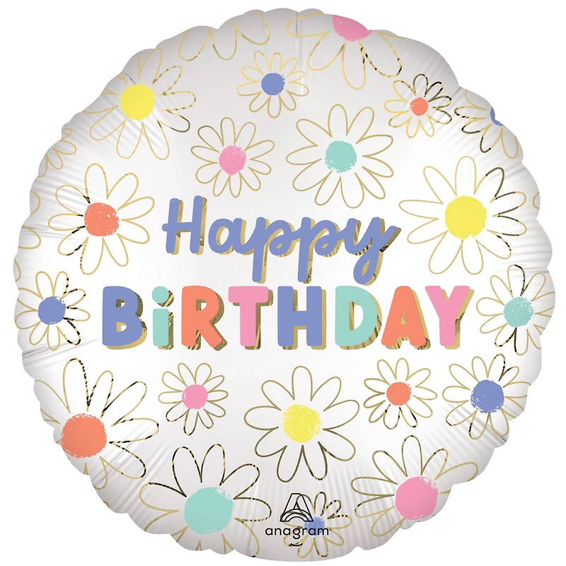 18" Happy Birthday Daisies Foil Balloon